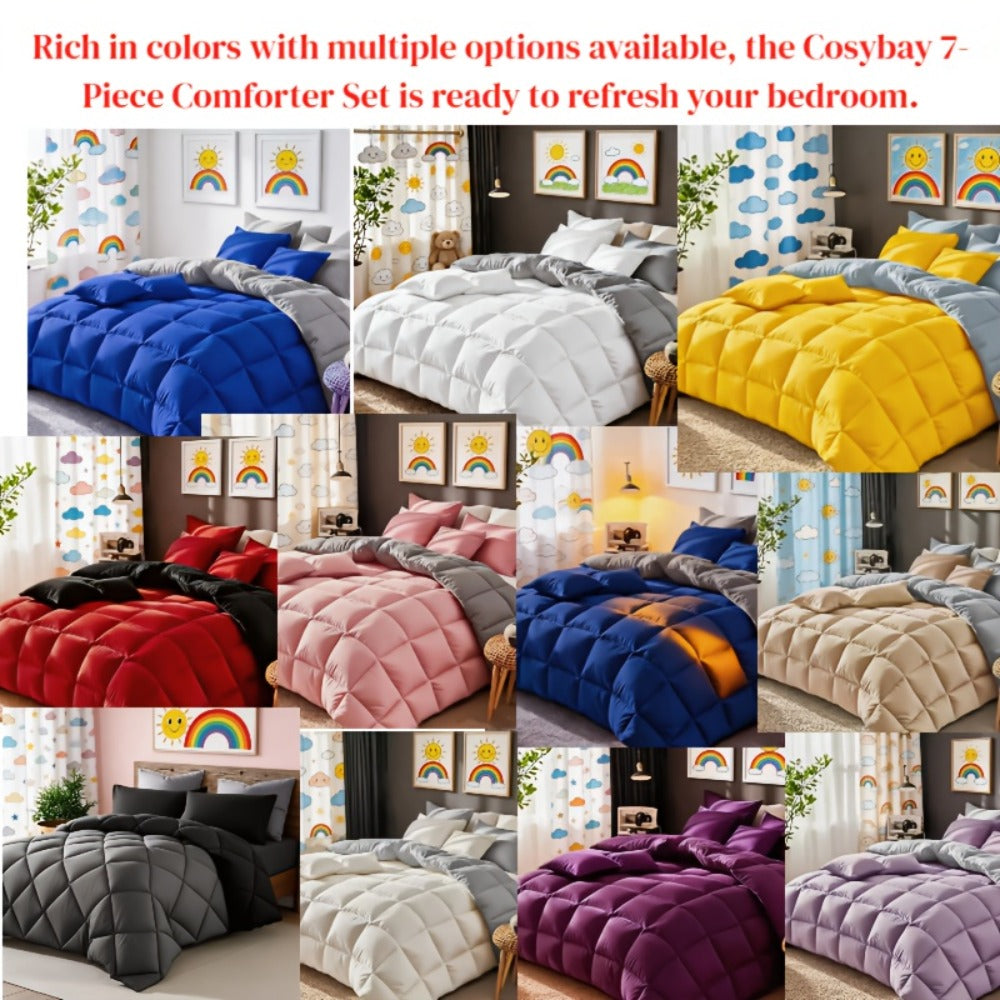 Comforter Set 7 Piece Bed in a Bag Full Queen King Soft Satin-Like Fabric with Fitted Sheet Flat Sheet Pillowcases Breathable Bedding Set for Bedroom Hotel - product image 18