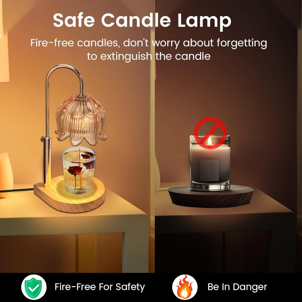 Candle Warmer Lamp Adjustable Height Dimmable Flameless Scented Wax Melt Vintage Iron Tabletop Light with Timer 120V Plug-In for Home Decor Bedroom Living Room Mother's Day Christm - product image 5