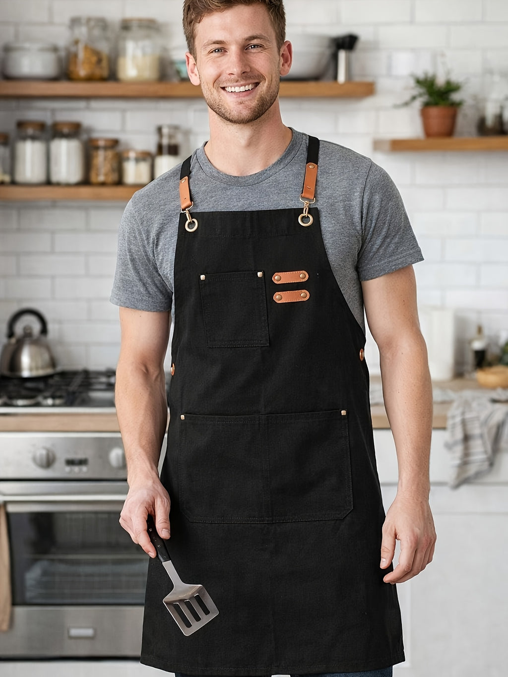 Festive Multi-Use Apron 12OZ Canvas Tool Apron With 3 Pockets - For Cooking, Gardening, Coffee Making, Thanksgiving & Christmas Gift Idea - Unisex Adjustable - product image 12