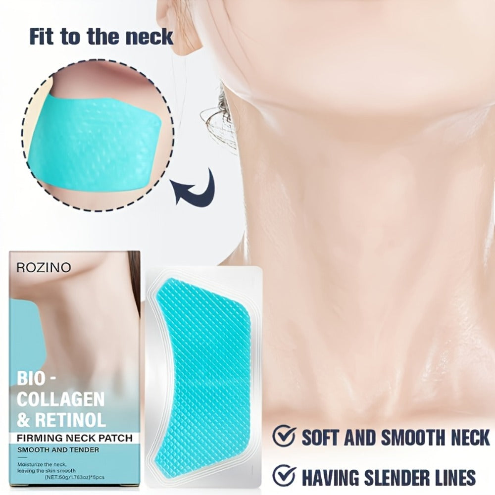 Bio Collagen Neck Lift Mask 5 Pack - Moisturizing & Brightening Gel Patches | Anti-Wrinkle, Anti-Aging, Firming Neck Skincare Treatment - product image 5
