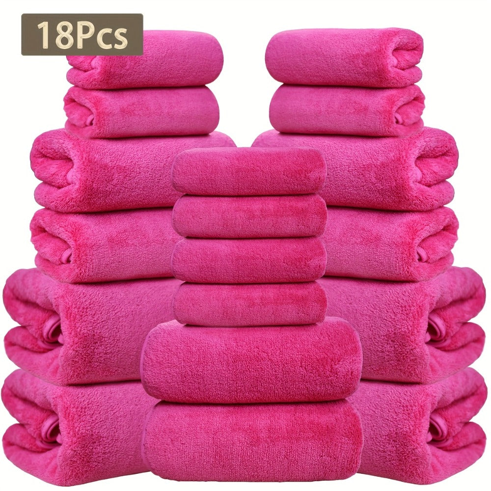 Coral Velvet Bath Towel Set 18pcs – 4 Bath Towels 4 Hand Towels 10 Washcloths Hotel Quality Soft Absorbent - product image 8