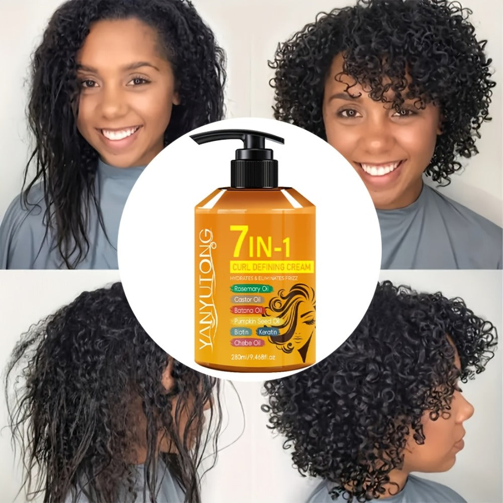Argan Oil & Rosemary Curling Cream 280ml — 7-in-1 Moisturizing Long-Lasting Hold, Defines Waves & Curls, Naturally Fluffy Frizz-Free Finish for Wavy Curly Coily Hair Women - product image 7