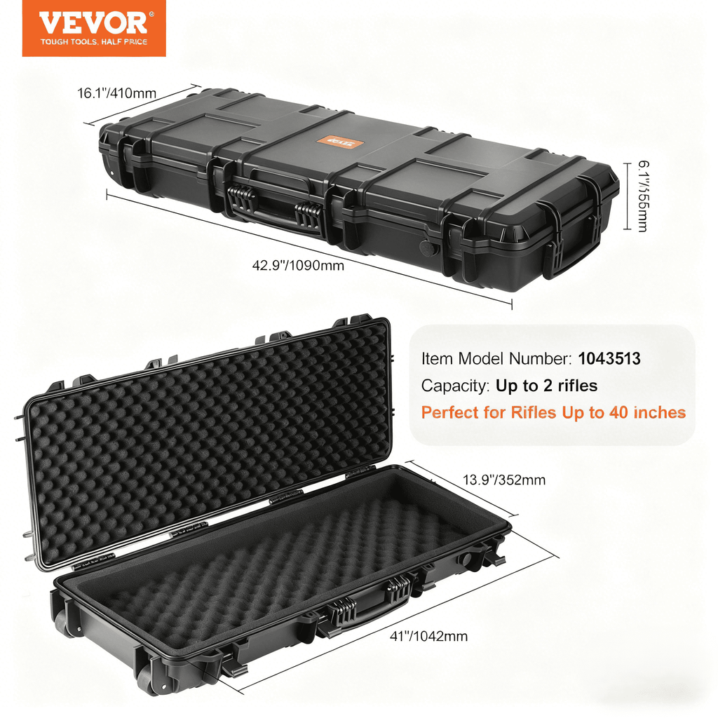 Lockable TSA Approved Gun Case, 3-Layer Protective Foam, Crushproof Hard Shell for Two Rifles or Shotguns, Pressure Valve & Metal Hinges for Hunting & Travel - product image