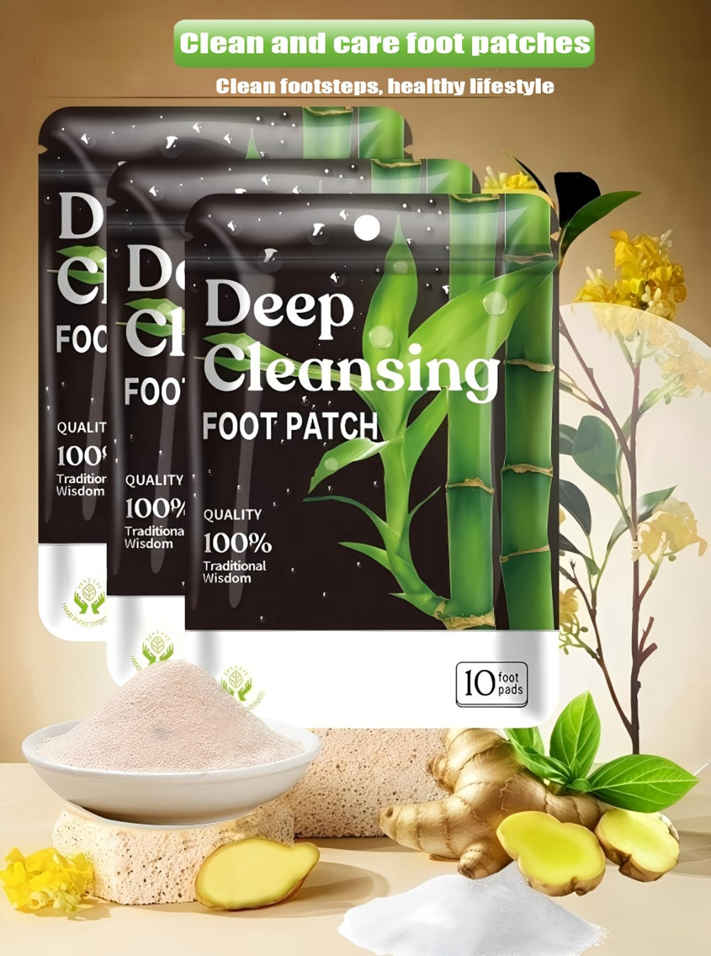 Detox Foot Patches with Bamboo Vinegar Ginger & Lavender — Natural Plant Formula Deep Cleansing Overnight Foot Pads, Moisturizing Soothing Foot Care for Tired Aching Feet, Home Spa - product image 14