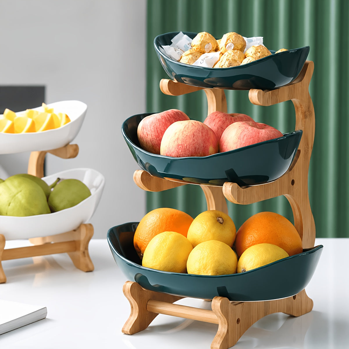A Creative Two-Layer/Three-Layer Kitchen Fruit Basket, Large-Capacity Layered Fruit Basket, European-Style Dried Fruit Plate, Bamboo and Wood Frame, Household - product image 20