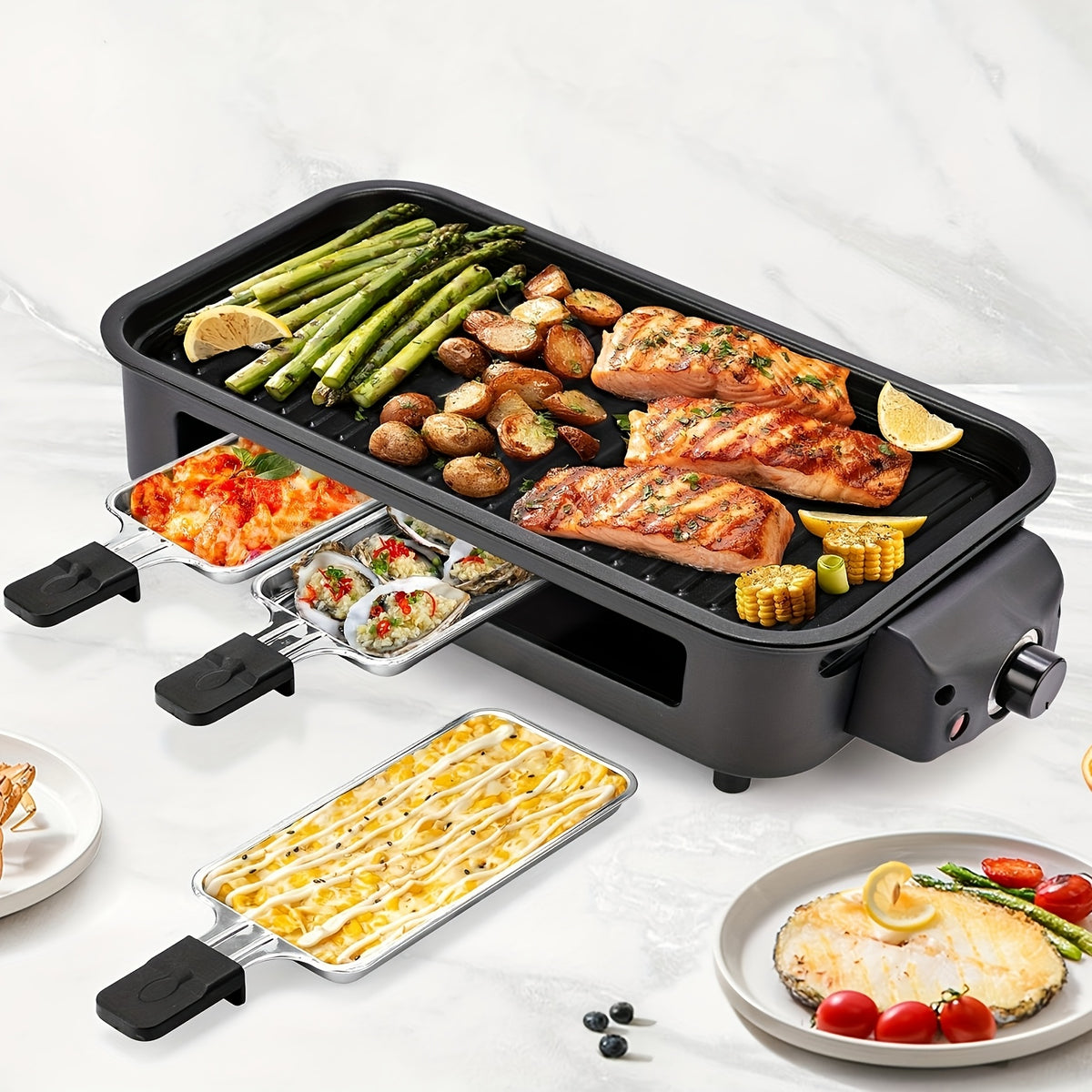 Smokeless Electric Grill | Indoor Grill with Removable Non-Stick Plate, 1700W, Portable BBQ Grill, Electric Griddle, Stainless Steel, Dishwasher Safe, Perfect - product image