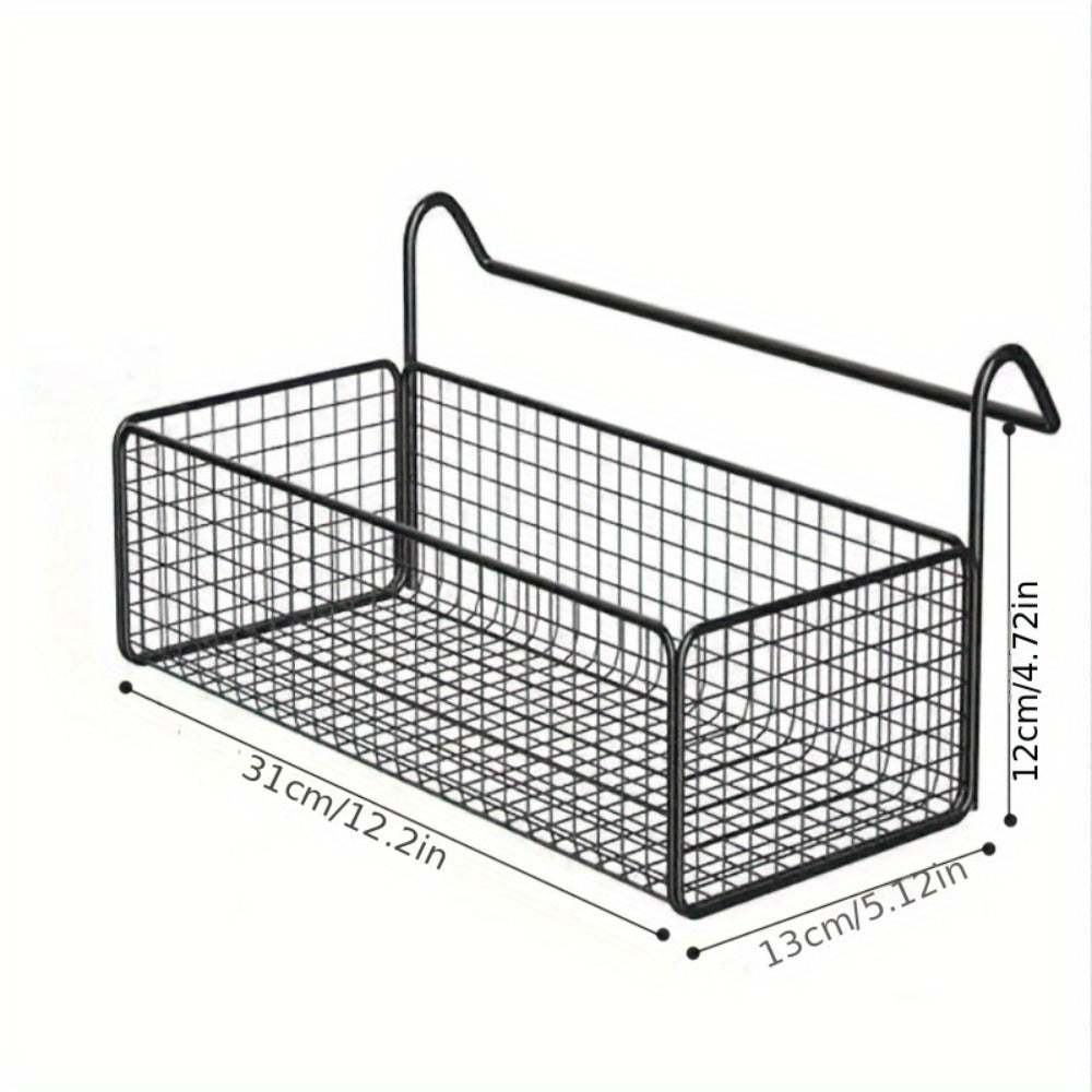 Over Door Hanging Basket Storage Rack - Woven Mesh Metal Organizer Shelf for Bedroom Dorm Wardrobe Closet, Space-Saving Wall Mounted Hanging Storage Basket - product image 5