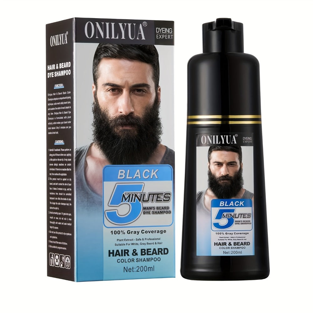 Beard Dye Shampoo for Men 2-in-1 Hair & Beard Grey Coverage Argan Oil No-Mix Formula – Fast 5-20 Min Long-Lasting Natural Color 6.76 oz Mustache Goatee Facial Hair - product image 5