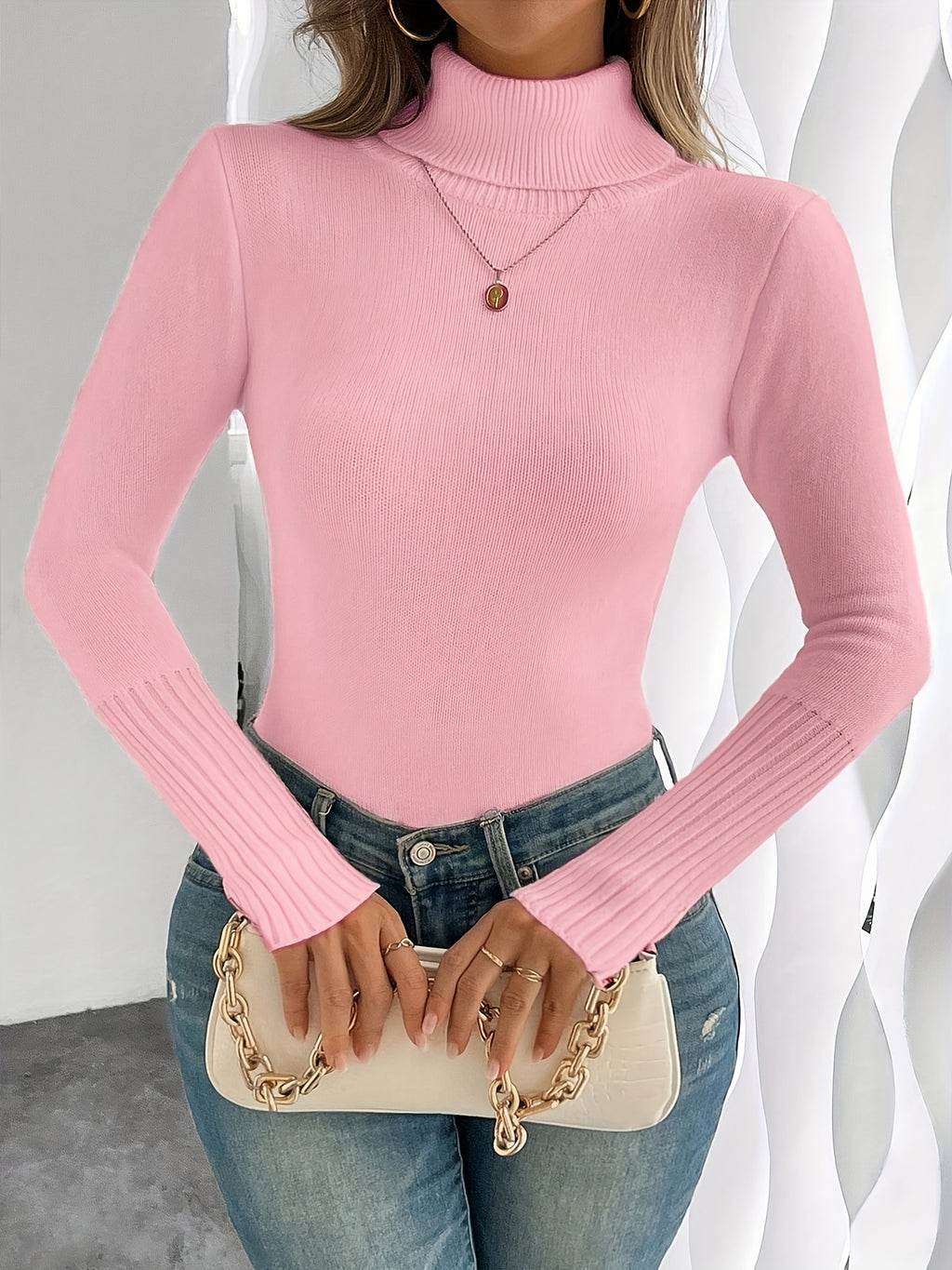 Lune's European and American Style High-Neck Thick Warm Inner Fitted Long-Sleeve Sweater, Perfect for Autumn and Winter - product image 14