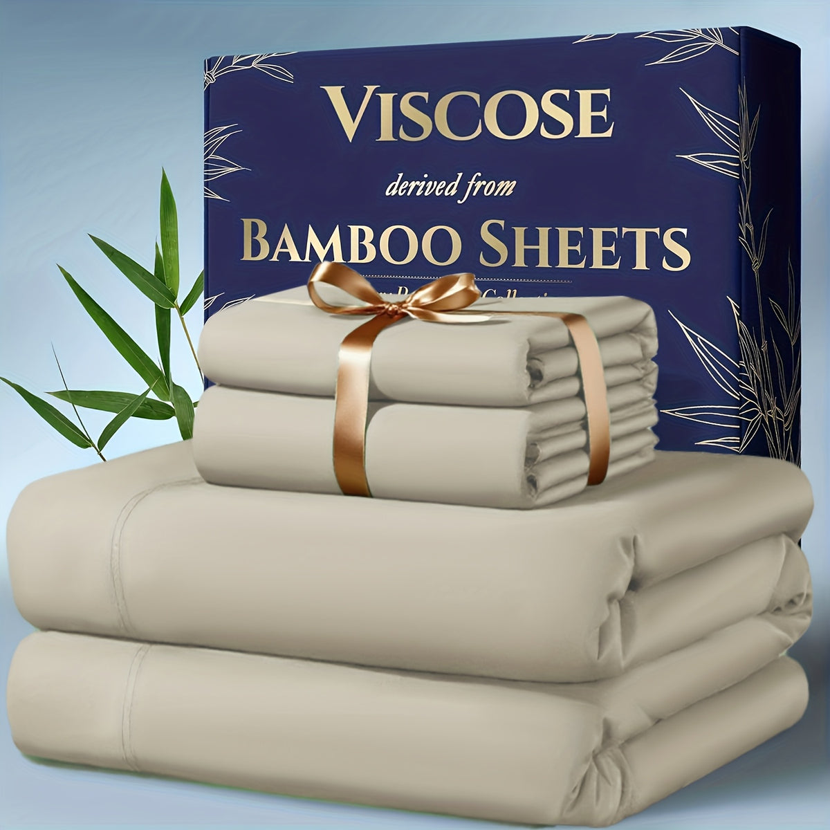 4 pcs Bamboo Cooling Bedding - Extra Deep Pocket Breathable and Cooling - Suitable for Hot Sleepers and Sweats, Children Pillowcases, Flat Sheet and Fitted - product image 16