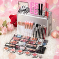 Professional Makeup Kit with Aluminum Travel Case & Mirror – Full Set Eyeshadow Blush Lipstick Foundation Eyeliner Mascara & Brushes, Gift for Women Girls Beginners, Silver & Red - product image 2