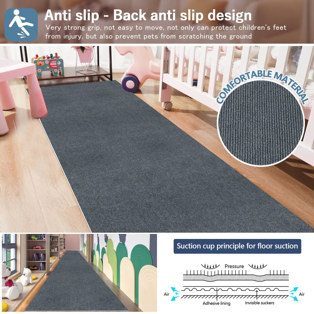 Striped Runner Rug Non-Slip Machine Washable – 100% Polyester PVC Backing Indoor Outdoor Hallway Mat, Soundproof 0.2" Thick Carpet for Kitchen, Patio & Entryway – 5 Colors, 4 Sizes - product image 8