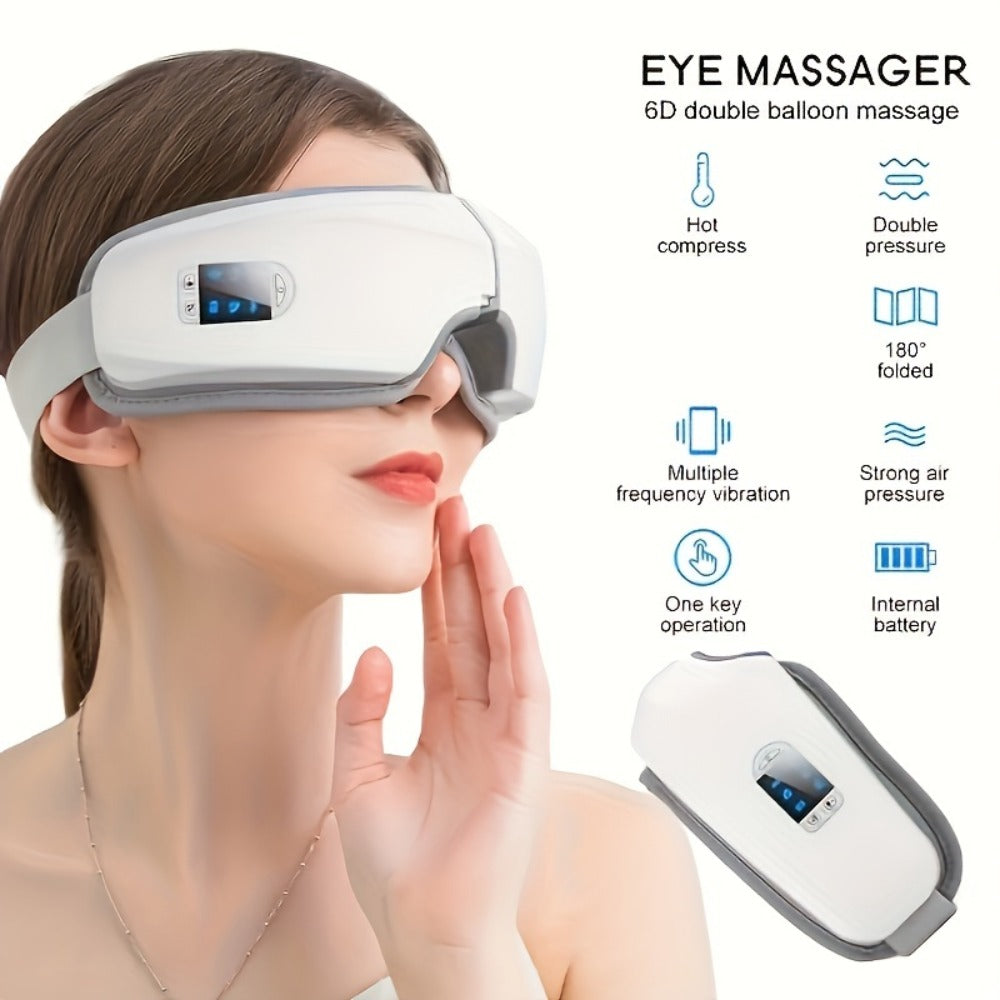 Eye Massager 4D Kneading Vibration Hot Compress Bluetooth Music Massage – Rechargeable Portable Eye Relax Device for Stress Relief - product image 2