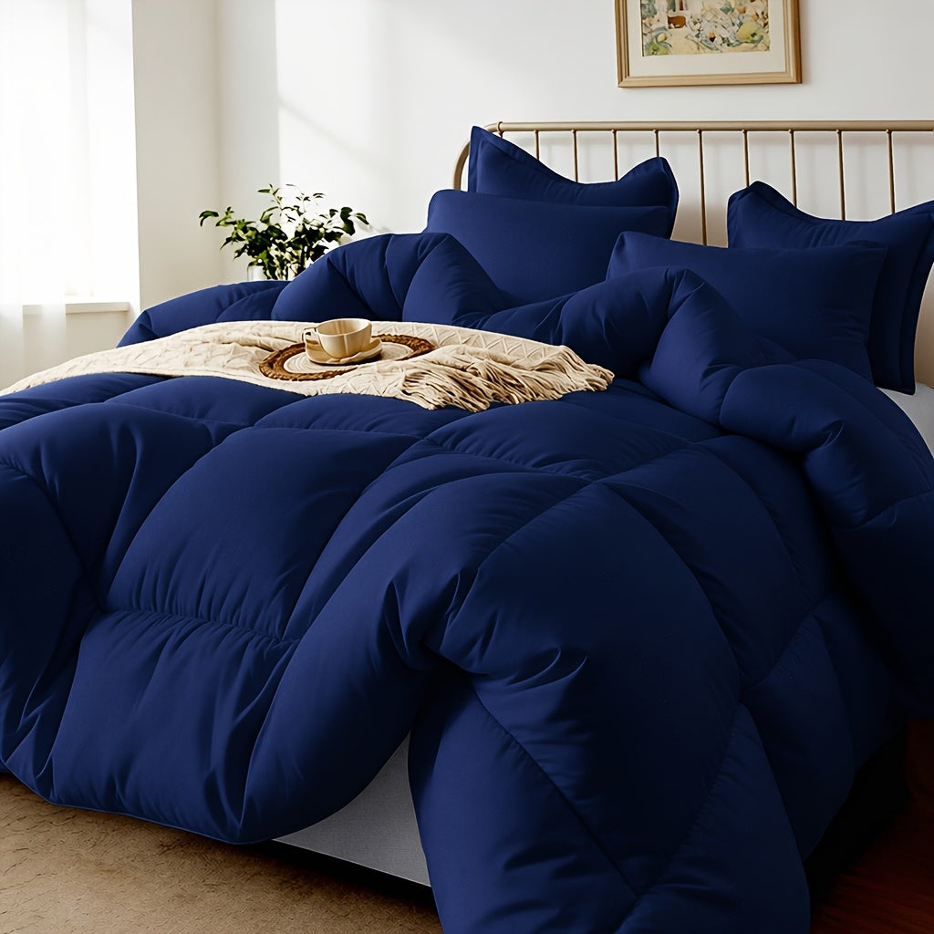 3 pcs Solid-color Diamond-quilted Comforter Set, Easy Clean, Fabric Soft Breathable, Includes 1 Comforter, 1/2 Pillow Shams, Fits All Bed Sizes Matches Various - product image 12
