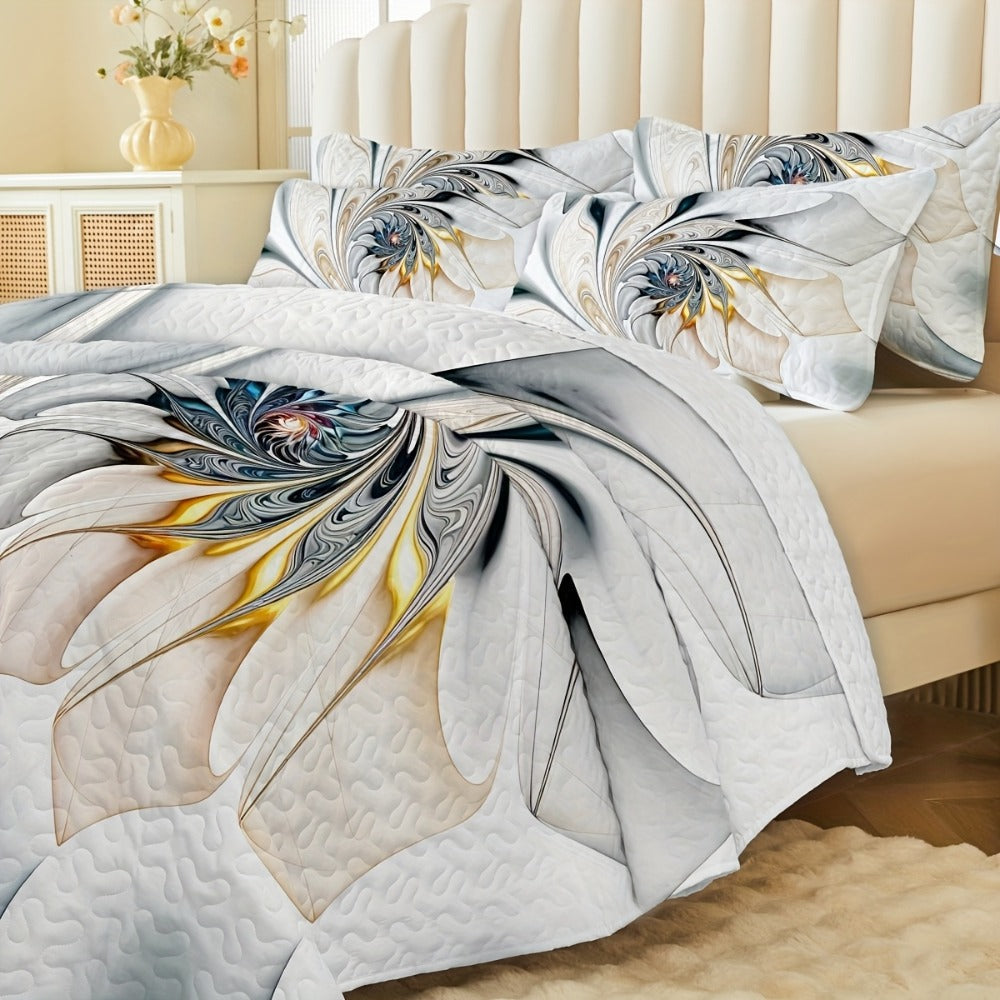 Boho Quilt Comforter Set Twin Full Queen King - Floral Bedding Lightweight Soft Microfiber Reversible Bedspread for Women Girls 2/3 Pcs All Season - product image 10