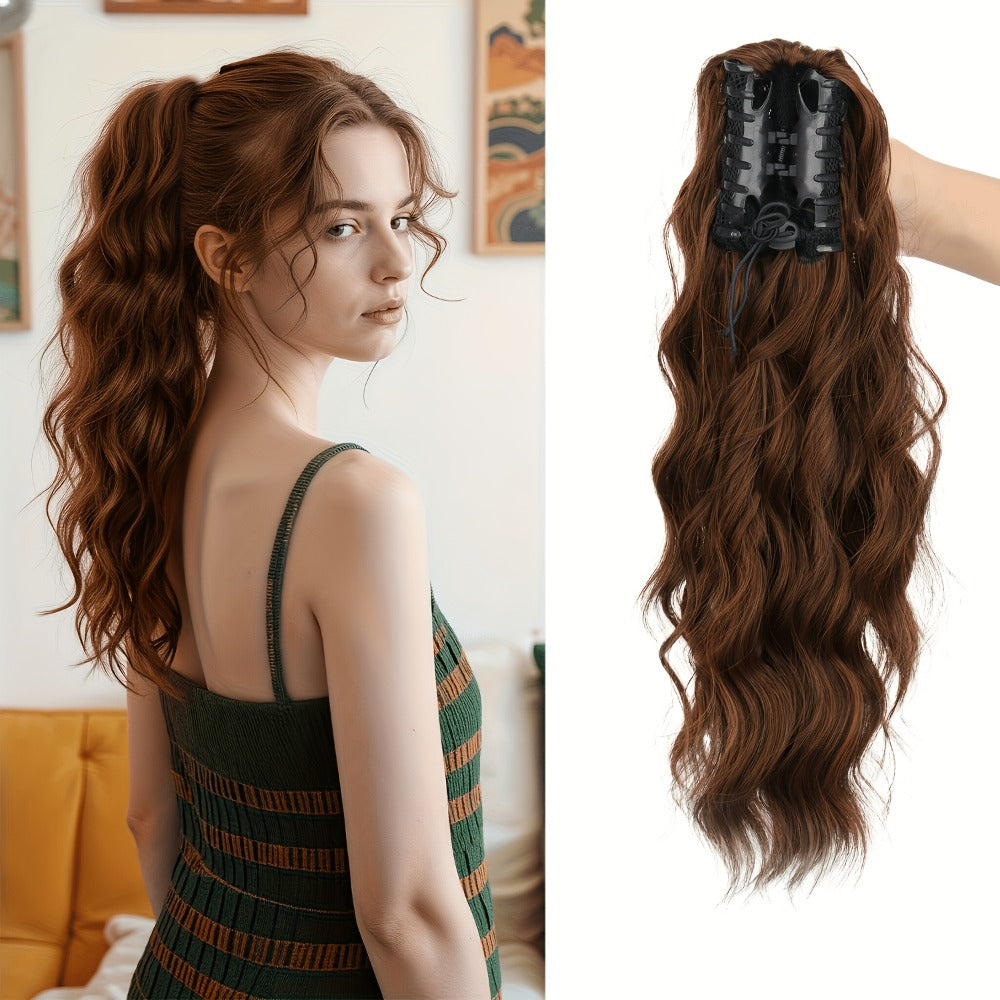 Water Wave Ponytail Extension 16 Inch Claw Clip – Heat Resistant Synthetic Voluminous Curly Hairpiece for Women | Daily Wear Party Wedding | Black Burgundy Brown Golden Multicolor - product image 13