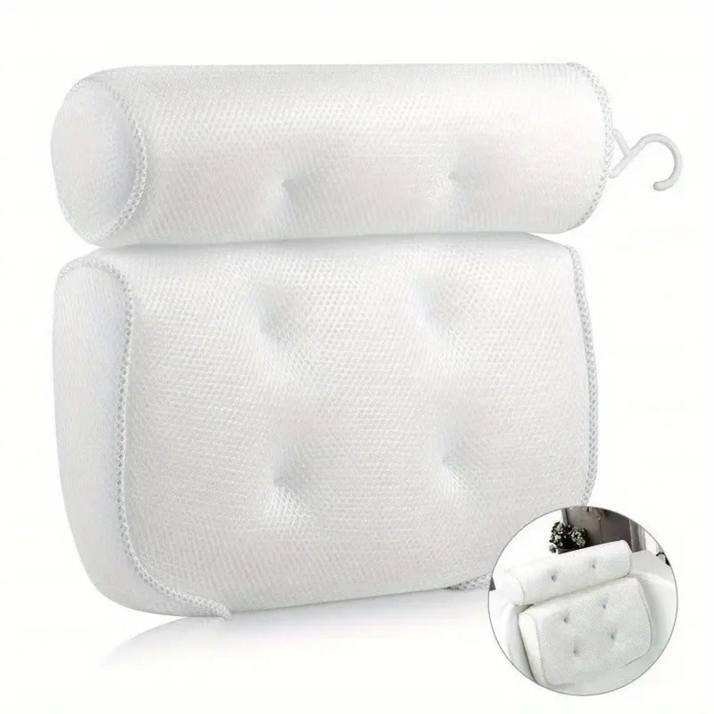 Bath Pillow with Suction Cups Spa Bathtub Neck Back Support Cushion Non-Slip Waterproof Headrest for Tub Relaxation Home Spa Accessories Women Men Ergonomic Quick-Dry Mold Resistan - product image 3