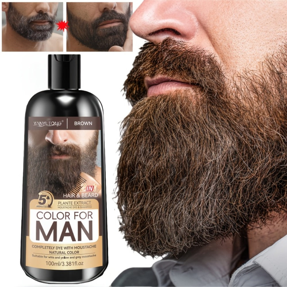 Gray Beard Dye Shampoo for Men 2-in-1 Semi-Permanent Natural Sulfate-Free Formula — Colors & Conditions in One Step, Fast Gray Coverage for Beard Sideburns & Hair, Black Brown Ches - product image 4