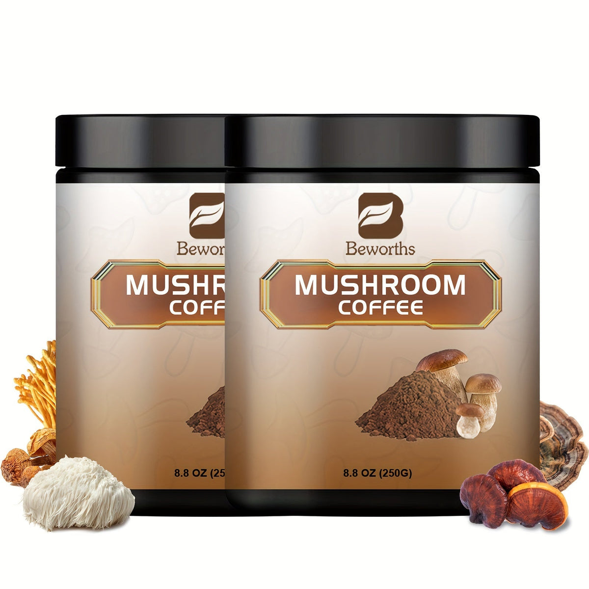 Mushroom Coffee Powder 500g with Reishi Cordyceps Lion's Mane Chaga & Turkey Tail — 5-in-1 Functional Instant Coffee for Focus Energy & Immune Support No Jitters Bold Smooth Flavou - product image 8