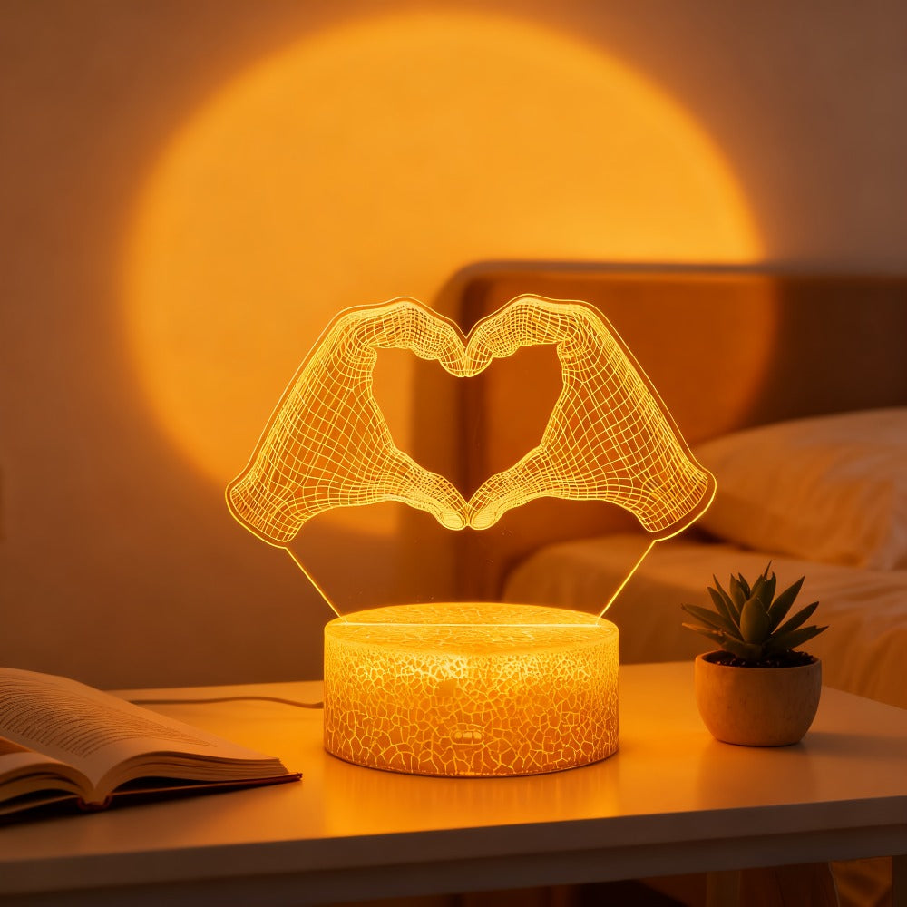 3D Heart Hands LED Night Light 16 Color Changing Optical Illusion Lamp Touch Remote Control Dimmable Bedside Table Lamp for Bedroom Valentine Gift Birthday Housewarming - product image