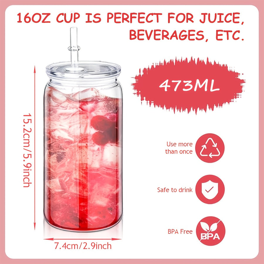 16oz Plastic Cups with Lids and Straws Bulk 25pcs Set Clear Flat Bottom Tumbler Single or Double Wall for Iced Coffee Boba Water Juice Party Favors Christmas - product image 2