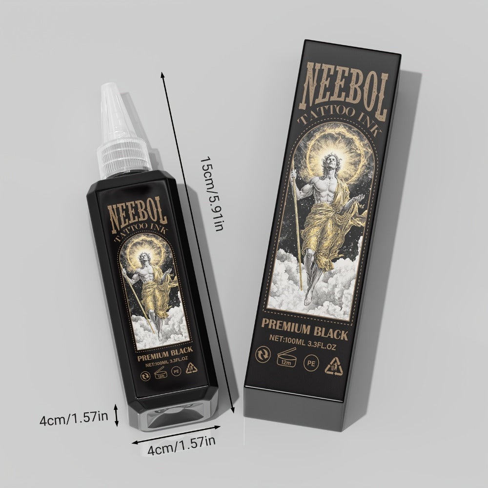 Black Tattoo Ink 3.38oz 100ml - Neebol Premium Super Dark Formula for Outlining Shading Blending, Long-Lasting Fade-Resistant Body Art Ink for Professional Tattoo Artists & Beginne - product image 5