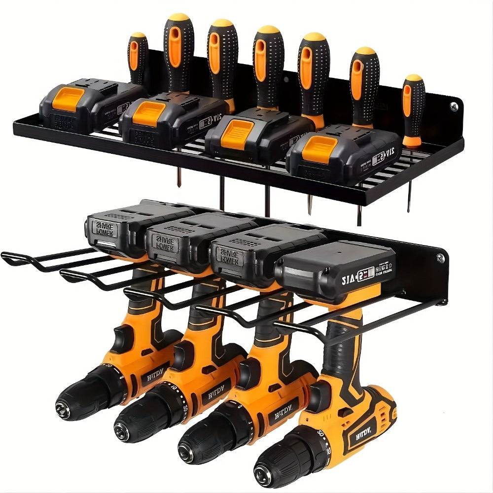 Wall Mounted Power Tool Organizer Rack – Heavy Duty Metal Drill Holder with 2/3/4 Layer Floating Shelf | Garage Tool Storage for Cordless Drills, Screwdrivers & Power Tools | No El - product image 10