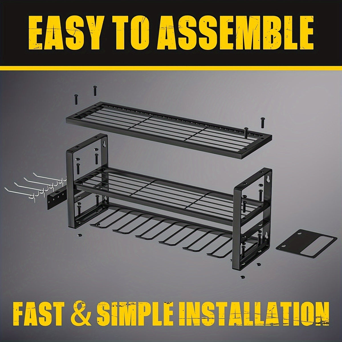 Wall Mounted Power Tool Organizer Rack – Heavy Duty Metal Drill Holder with 2/3/4 Layer Floating Shelf | Garage Tool Storage for Cordless Drills, Screwdrivers & Power Tools | No El - product image 12