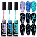 Reflective Glitter Line Gel Nail Art Set LILYCUTE Sparkling Stripe 3pcs 5ml Each - Ultra-Thin Pull Line Drawing Graffiti Gel Polish LED UV Cured DIY Home Manicure for Women - product image 20