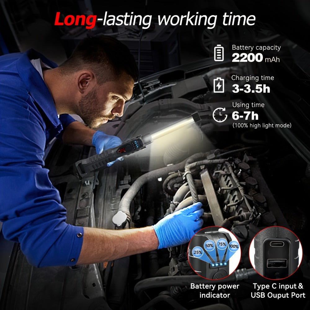 COB LED Work Light Magnetic Base Rechargeable USB 20000 Lumens 7 Modes 180° Rotation Portable Hanging Flashlight with Built-in Battery Power Bank Function for Workshop Garage Car R - product image 10