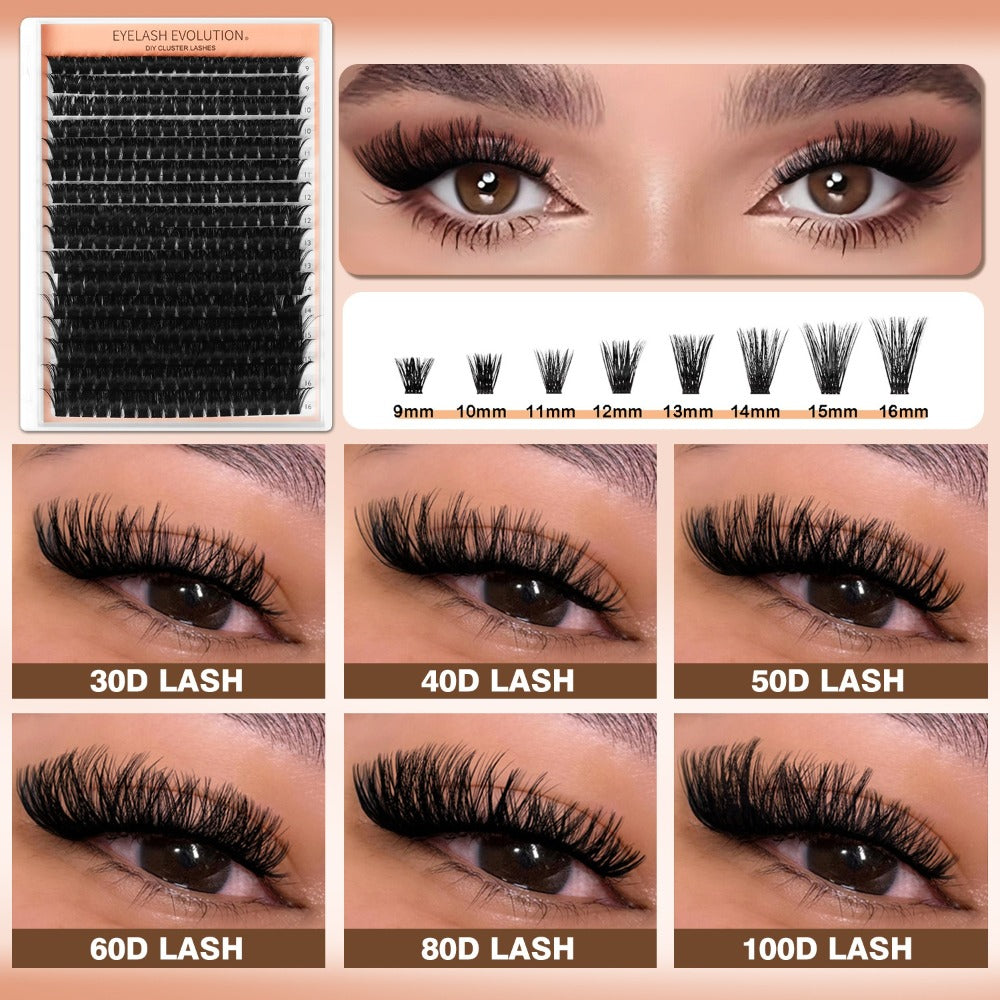 272Pcs D Curl Lash Clusters — 100D Thick Individual Eyelash Extensions 8-16mm, Soft Reusable DIY Cluster Lashes with Plant-Based Squalane, Voluminous Full-Body Lash Extension Kit f - product image 5