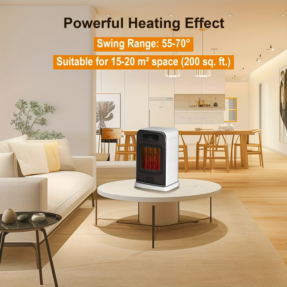 Ceramic Space Heater 1500W Fast Heating - 4 Modes, Adjustable Thermostat, Overheat & 70° Tip-Over Protection, Portable Electric Heater Fan for Office, Desk, Room & Indoor Use, Whit - product image 3