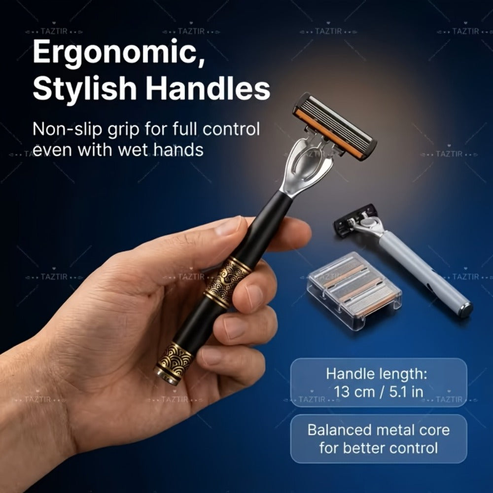 Shaving Kit for Men – 2 Handles & 72 Replacement Blades, Six-Layer Blade System Luxury Razor Set for Beard & Mustache Grooming, Ergonomic Design, Perfect Christmas & Valentine's Da - product image 5