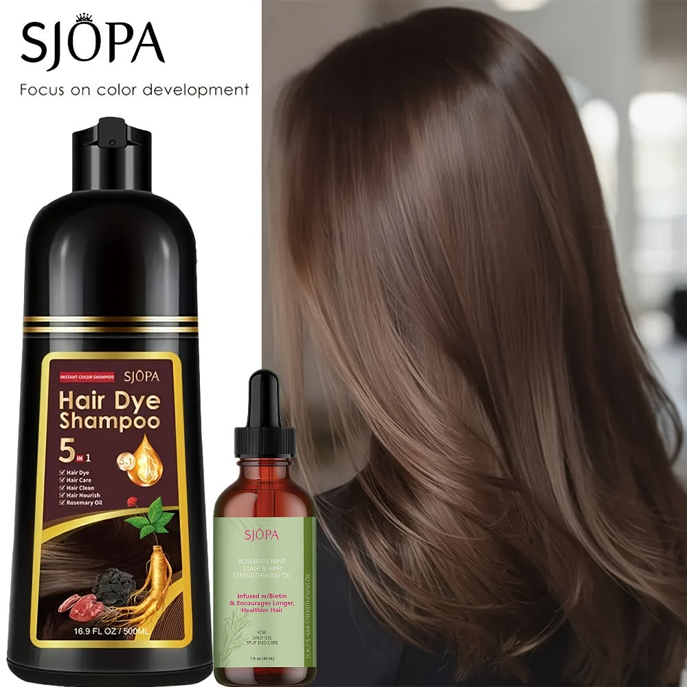 Hair Color Shampoo 5-in-1 Instant Gray Coverage Color Dyeing Conditioner 16.9oz – SJOPA No Ammonia Safe Natural Formula 12 Shades Unisex Men Women - product image 7
