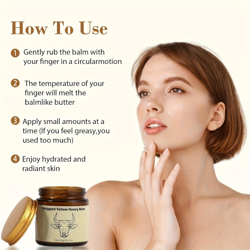 Whipped Beef Tallow Balm for Face & Body 4oz - Grass-Fed with Honey, Natural Non-Greasy Deep Moisturizer for Dry & Sensitive Skin, Vitamins A D E K, Unrefined Formula for Women & M - product image 7
