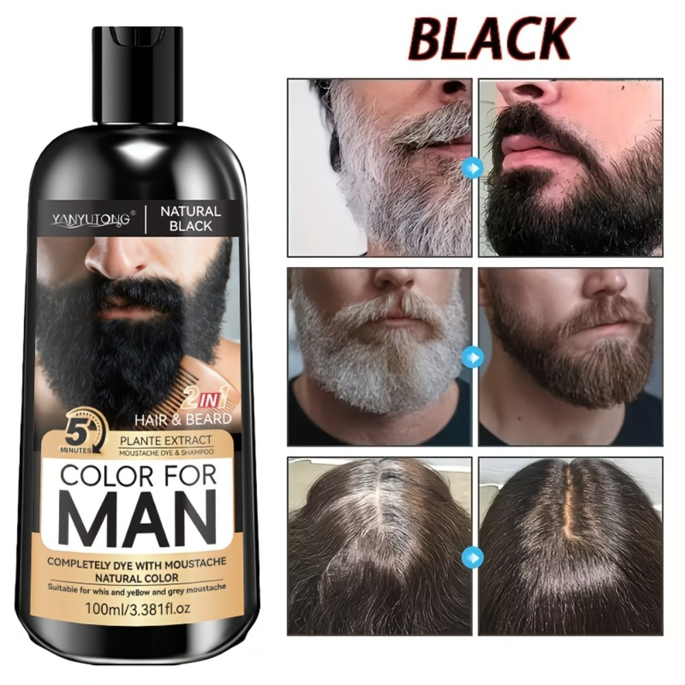 Gray Beard Dye Shampoo for Men 2-in-1 Semi-Permanent Natural Sulfate-Free Formula — Colors & Conditions in One Step, Fast Gray Coverage for Beard Sideburns & Hair, Black Brown Ches - product image 8
