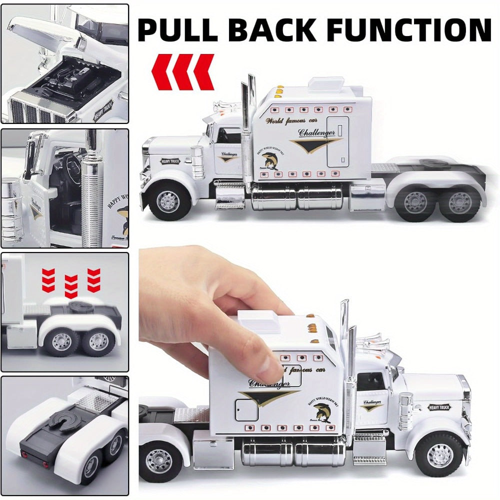 Semi Truck Toy 1:24 Scale Die-Cast Metal Pull-Back Alloy Semi-Trailer Truck with Trailer – Heavy Duty Truck Model Collectible Ornament for Kids Boys Ages 3+ - product image 17