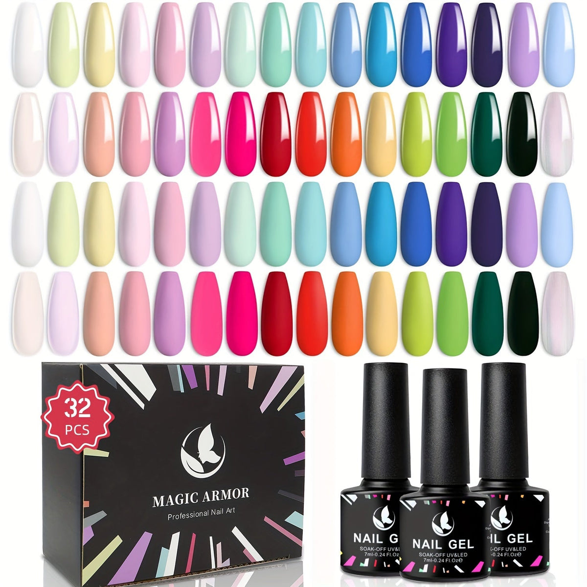 Pastel Gel Nail Polish Set 32 Colors Floral Rhapsody Series – Nude Gray Pink Blue Soak-Off UV/LED Curable, Four Seasons Manicure Starter Kit for Women Salon & Home Nail Art Gift - product image 9