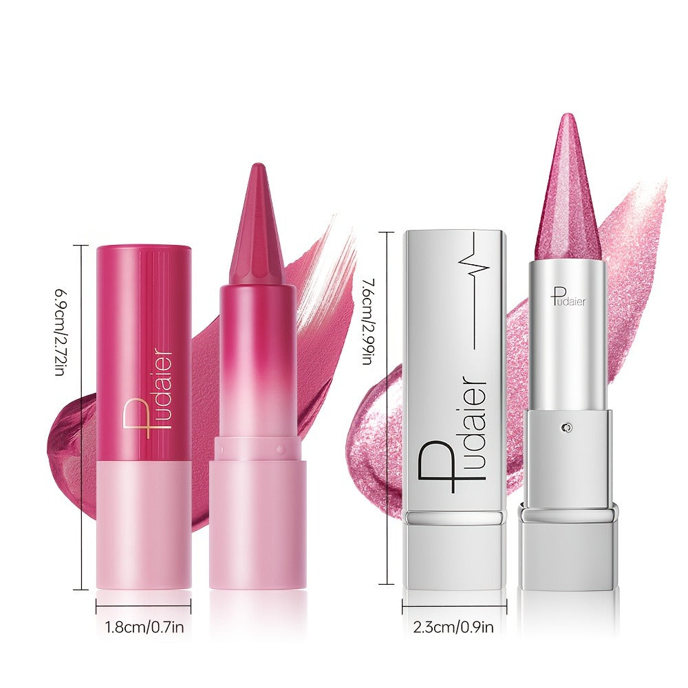 Lipstick Set 2pcs for Women — Highly Pigmented Waterproof Matte & Metallic Shimmer Lip Color Combo with Pointed-Tip Precision, Long-Lasting Full Coverage Beauty Gift - product image 5