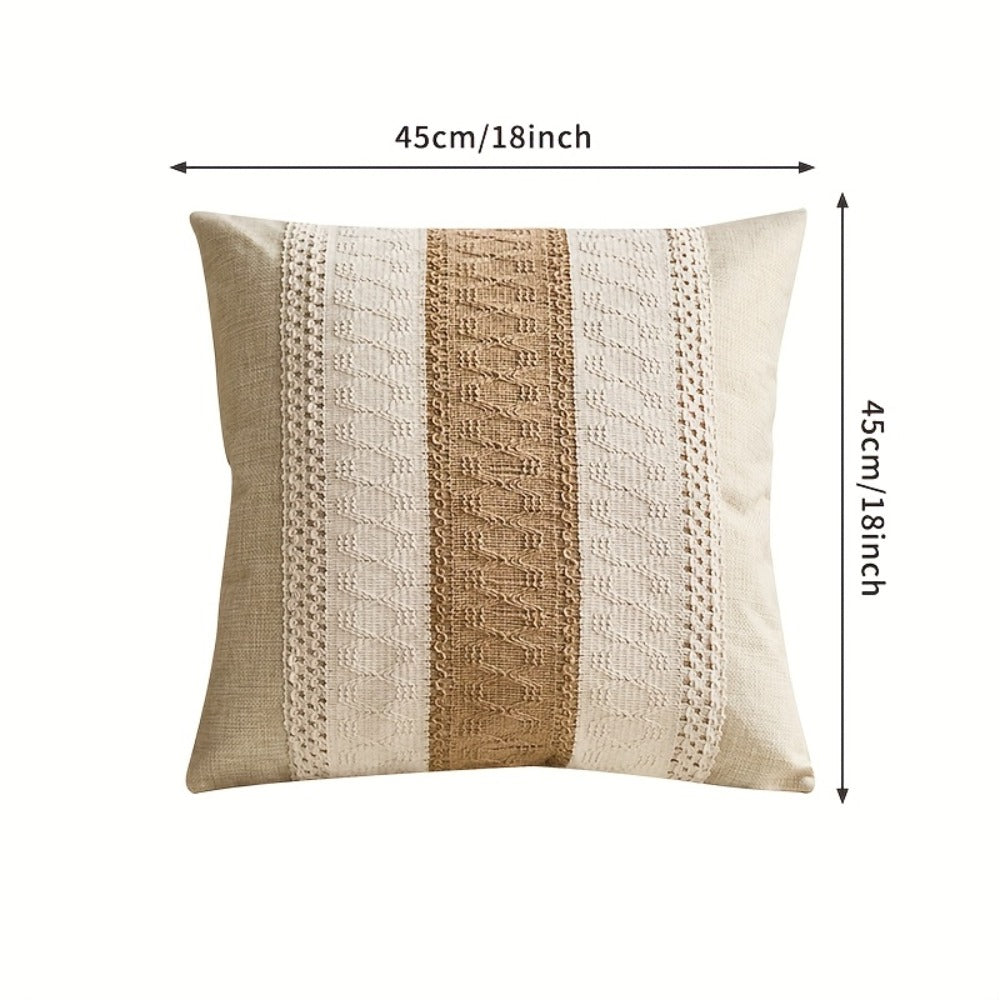 Throw Pillow Covers 2 Pack Boho Geometric Brown Beige 18x18 – Bohemian Decorative Pillow Cases with Zipper Closure – Soft Polyester Cushion Covers for Sofa Couch Bedroom Living Roo - product image 5