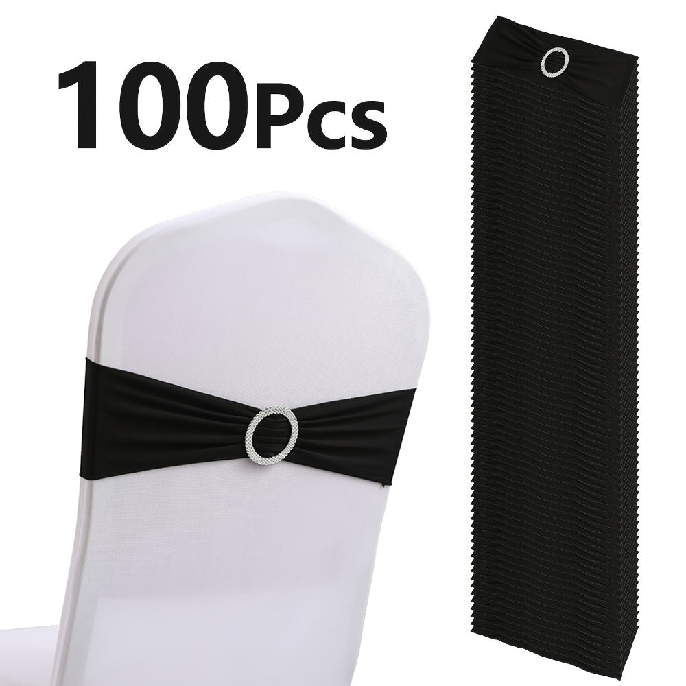 Chair Sashes for Wedding 100pcs Stretch Spandex Elastic Chair Sash Bands with Buckle for Dining Chairs Banquet Party Event Decor - Bulk Set Multiple Colors - product image 3