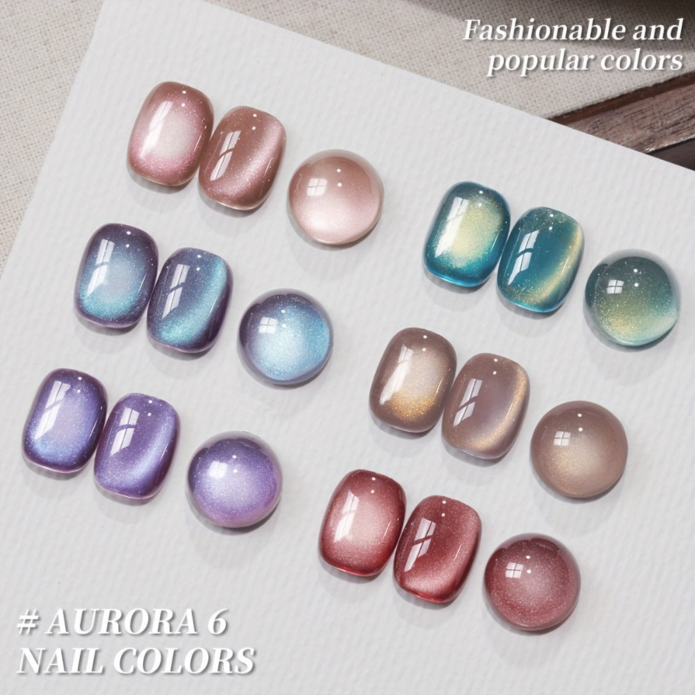 Magnetic Cat Eye Gel Nail Polish Set 6 Colors Aurora Dopamine Bubble Summer - Color Shifting Shiny Luster Soak-Off UV LED Salon Quality Nail Art Kit for Women Spring Summer Trendin - product image 9
