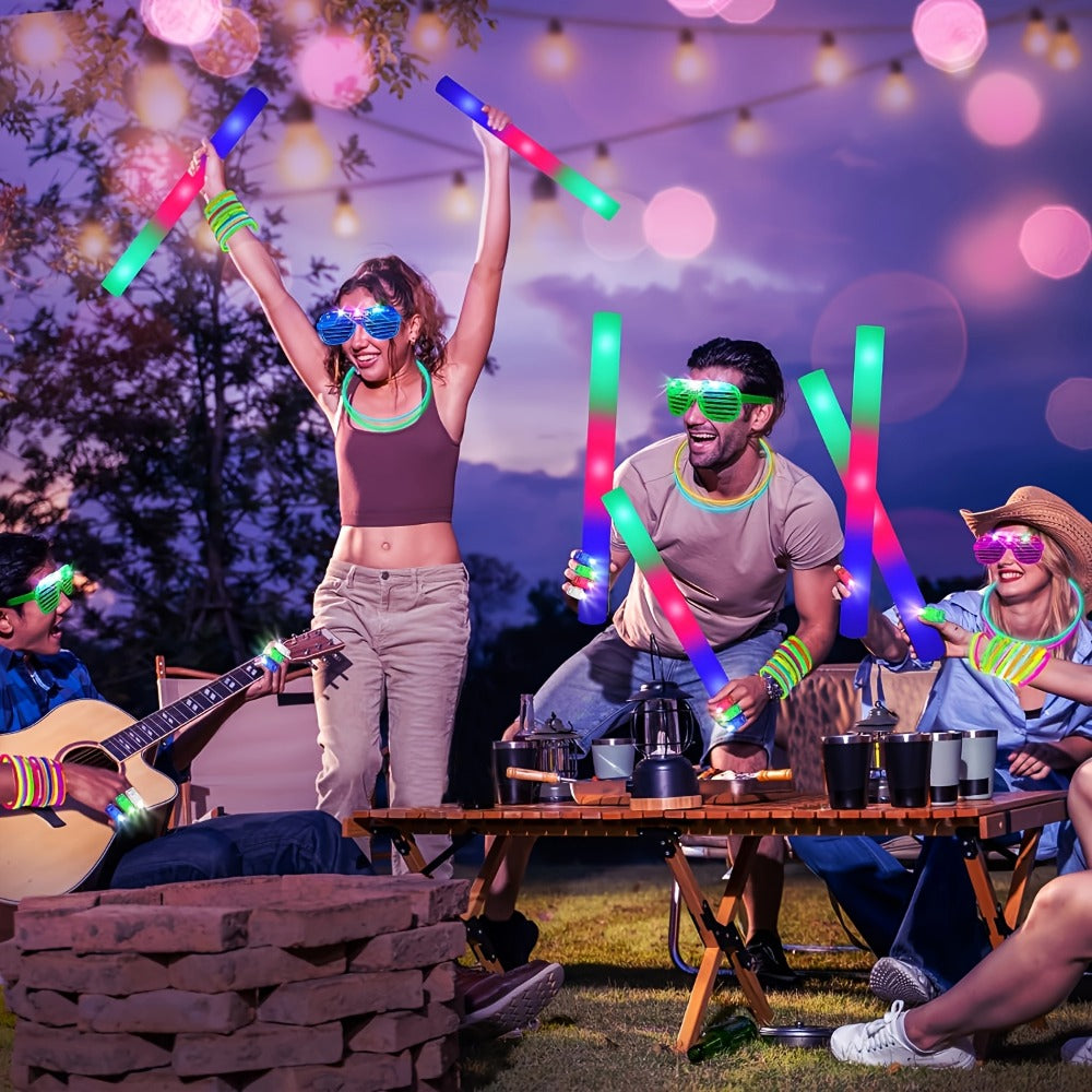 LED Glow Sticks Party Set – Foam Glow Sticks with 3 Light Modes, Glow Glasses, Headbands & Finger Lights for Rave, Wedding, Birthday, Concert, Halloween, Christmas & New Year Party - product image 3