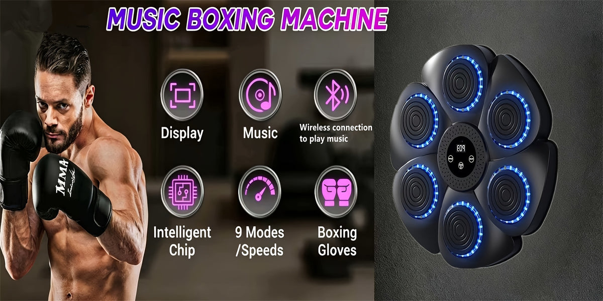 Wall-Mounted Wireless Boxing Machine with 9-Speed Adjustable Punch Trainer, Counter & LED Lights - Wireless Music Suitable for Home Gym, / Training, Free - product image 11