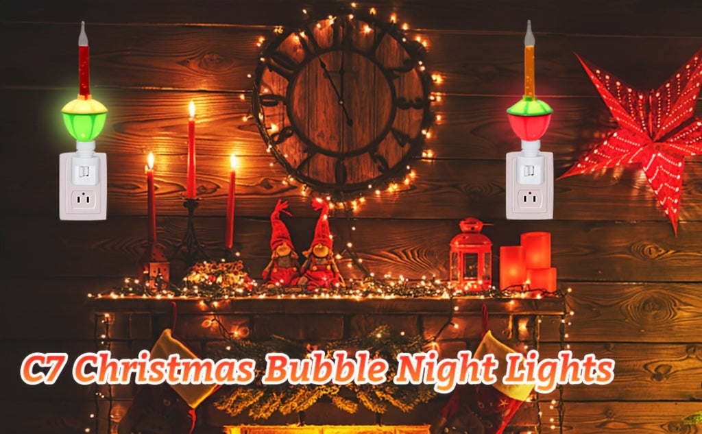 Christmas Bubble Lights 2 Pack Traditional Multi-Color Bubble Liquid Night Lights Plug-In Wall Light for Christmas Tree Thanksgiving Living Room Bedroom Corridor Holiday Decoration - product image 11