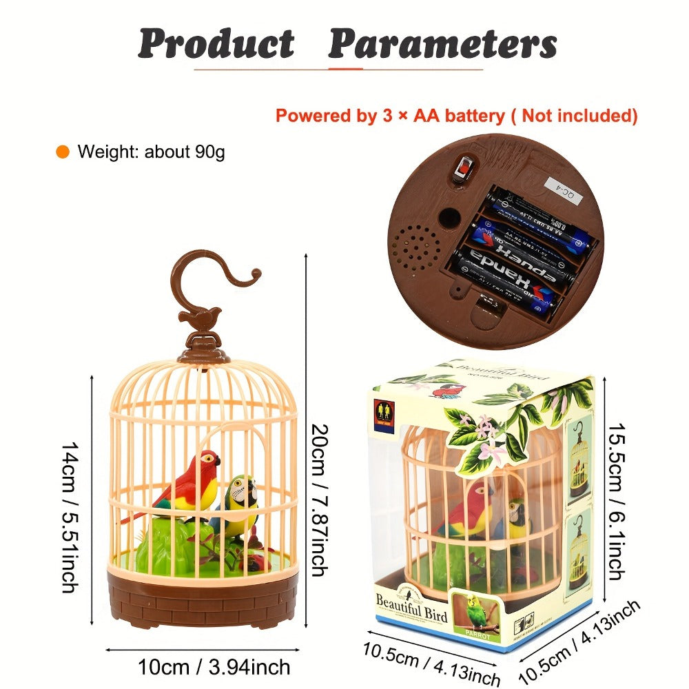 Chirping & Wing-Fluttering Parrot, Interactive Sound-Responsive Animal Toy, Battery Powered, Birthday Christmas Gift for Kids Boys Girls – Mini Voice-Activated - product image 2