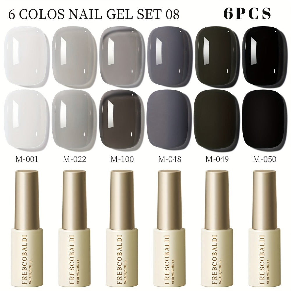 Solid Color Gel Nail Polish Set 6pcs Self-Leveling Soak-Off UV LED High Gloss Chip-Resistant – Popular Salon Shades for Daily Manicure, 8 Color Palettes Available, Nail Art Gift fo - product image 11