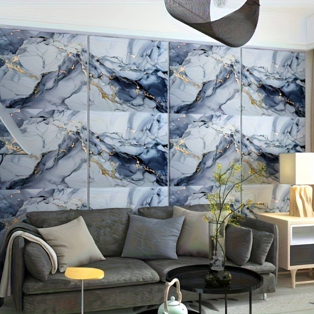 Peel and Stick Marble Tile Stickers – Self Adhesive Foam Wall Tiles for Bathroom Kitchen Office Bohemian Home Decor (50/100pcs, White/Gray/Black/Blue Gold) - product image 21