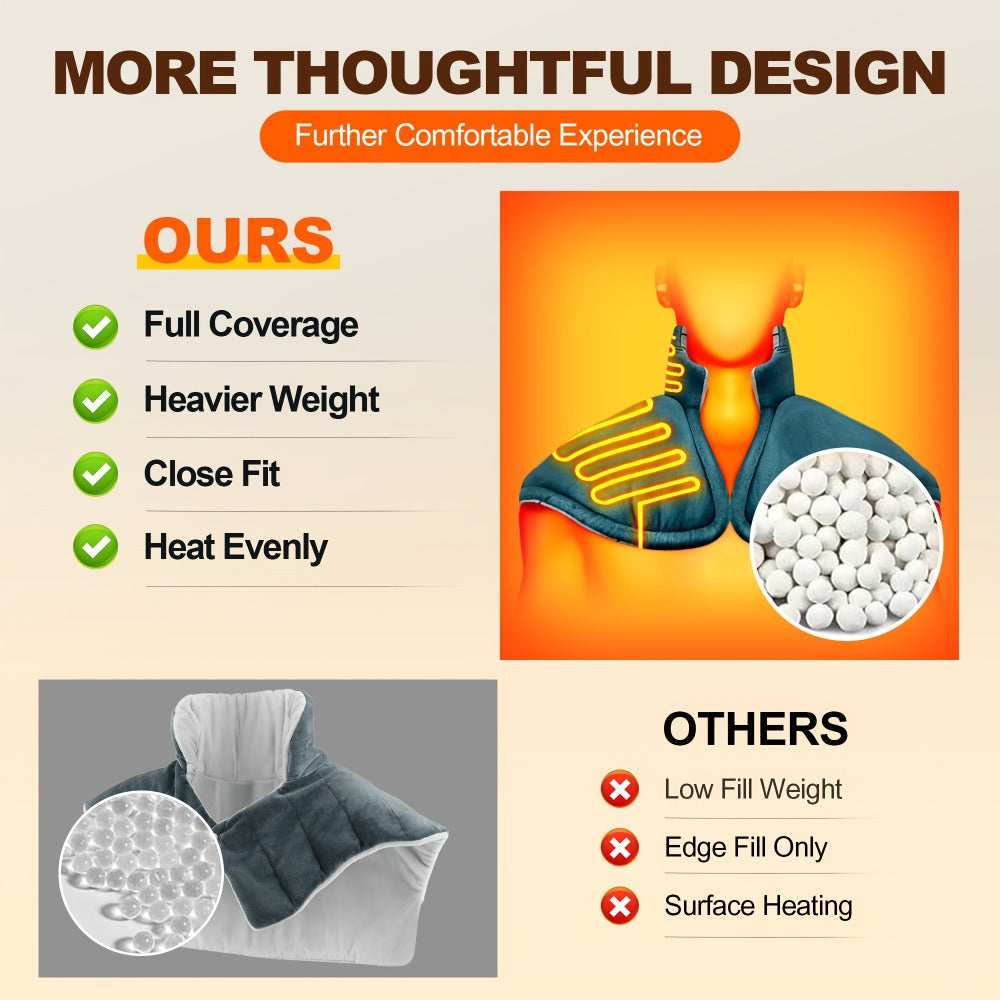 Graphene Heating Pad for Neck Shoulders & Back – 130W Weighted Electric Pad, Soft Flannel, Multiple Heat Settings, Timer & Auto Shut-Off, Machine Washable, 22"x18" - product image 2