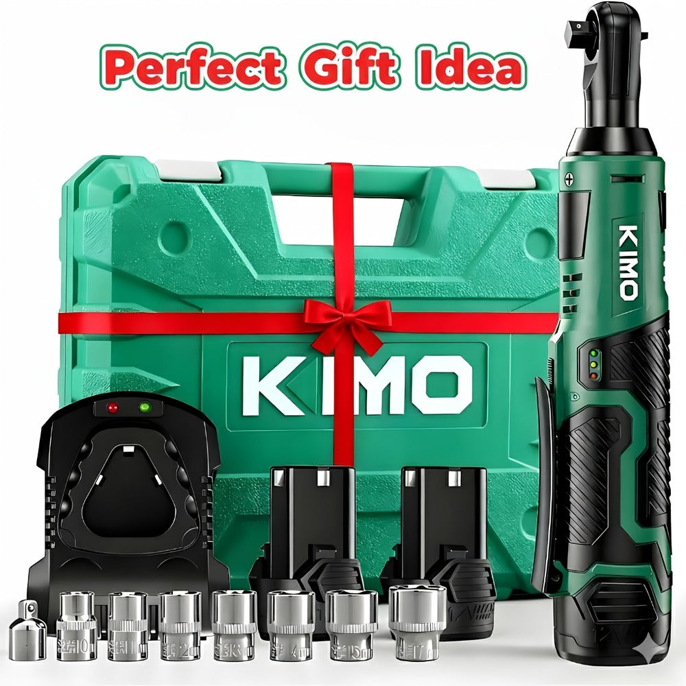 Cordless Ratchet Wrench 3/8 Inch 12V – KIMO 40ft-lb Torque Power Ratchet Set with 2.0Ah Battery, Fast Charger & 8 Sockets - product image